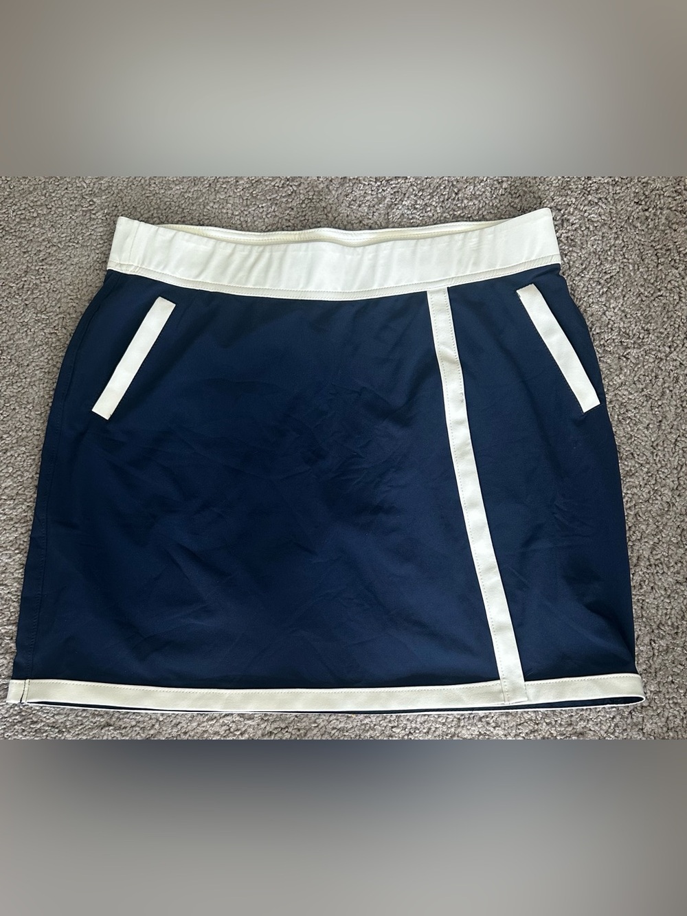 Belyn Key Navy Skirt with White Waistband